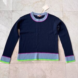 Lisa Todd Colorful Trim Navy Cotton Sweater size XS